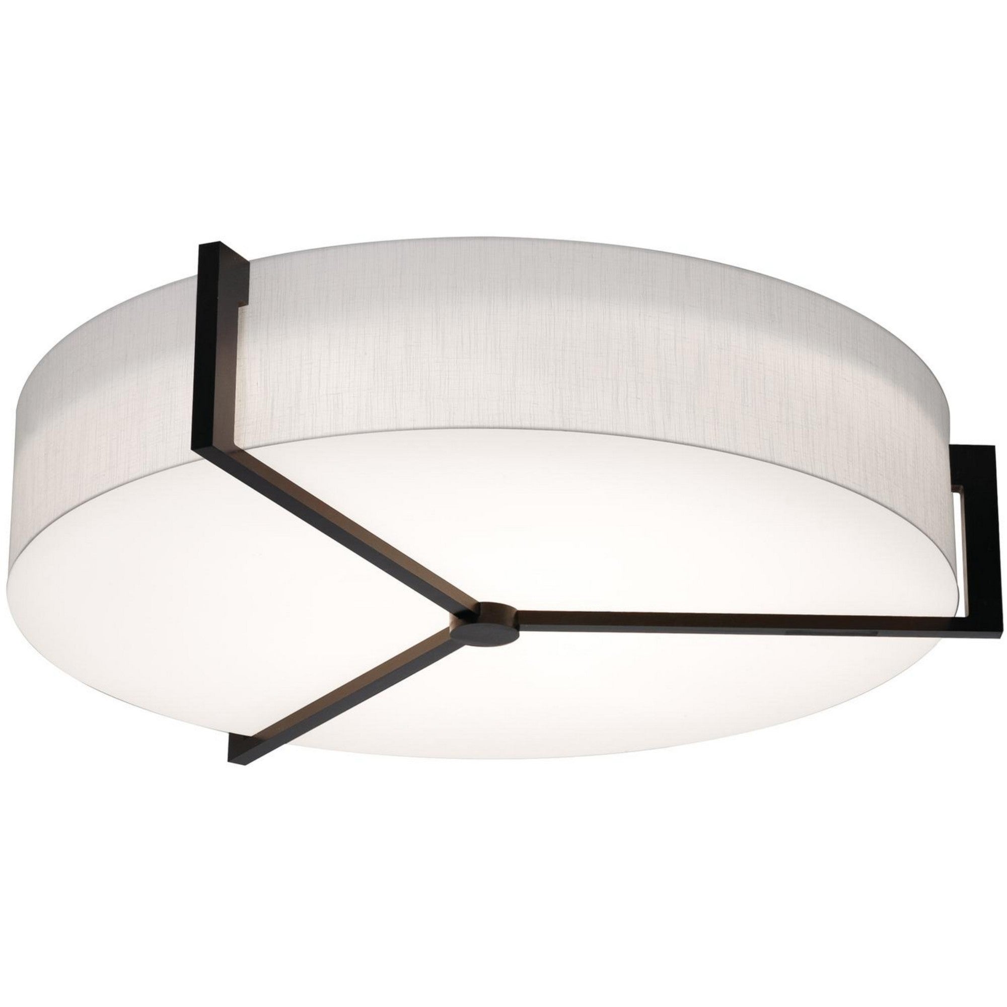 Apex 33 LED Flush Mount Ceiling Light - Linen White & Espresso Finish with Battery Backup - Perfect for Bedroom, Kitchen, Hallway, and Office Lighting