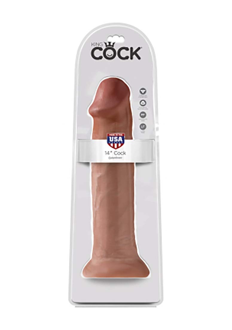 Pipedream Products King Cock Realistic Dildo - 14 Inch Tan - Ultra Lifelike Adult Toy for Couples & Solo Play