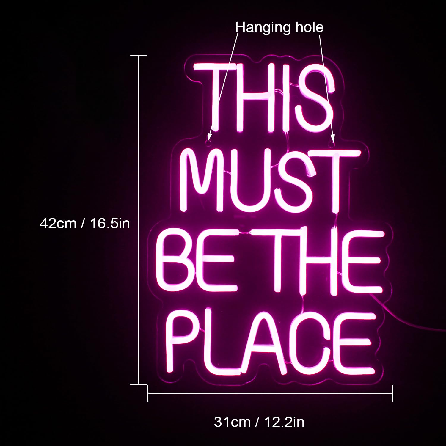 Pink Neon Sign - USB LED Wall Decor for Bedroom & Living Room
