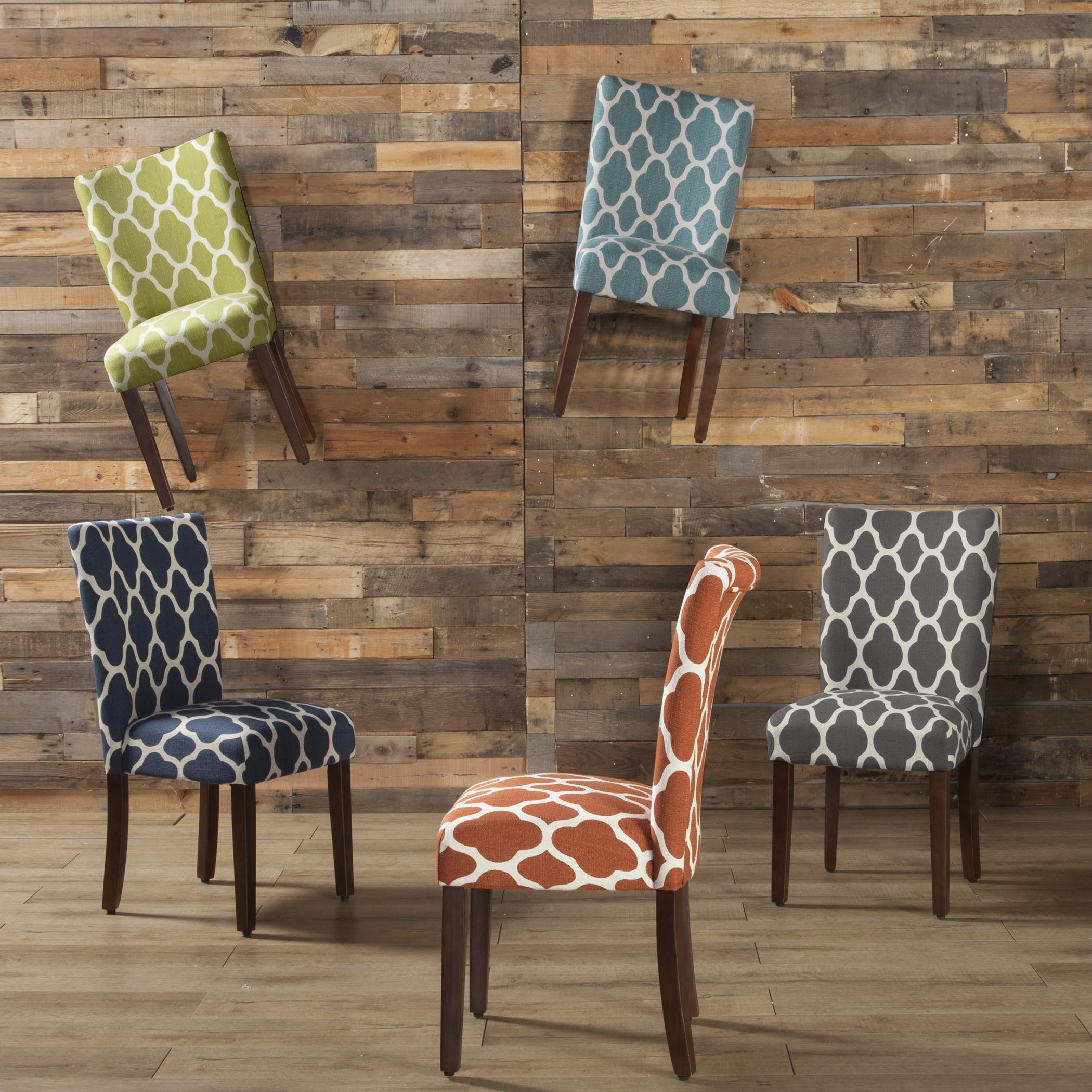HomePop Parsons Classic Upholstered Dining Chairs Set of 2 - Grey and Cream Geometric Pattern Modern Accent Chairs for Dining Room, Kitchen, Office or Living Room Decor
