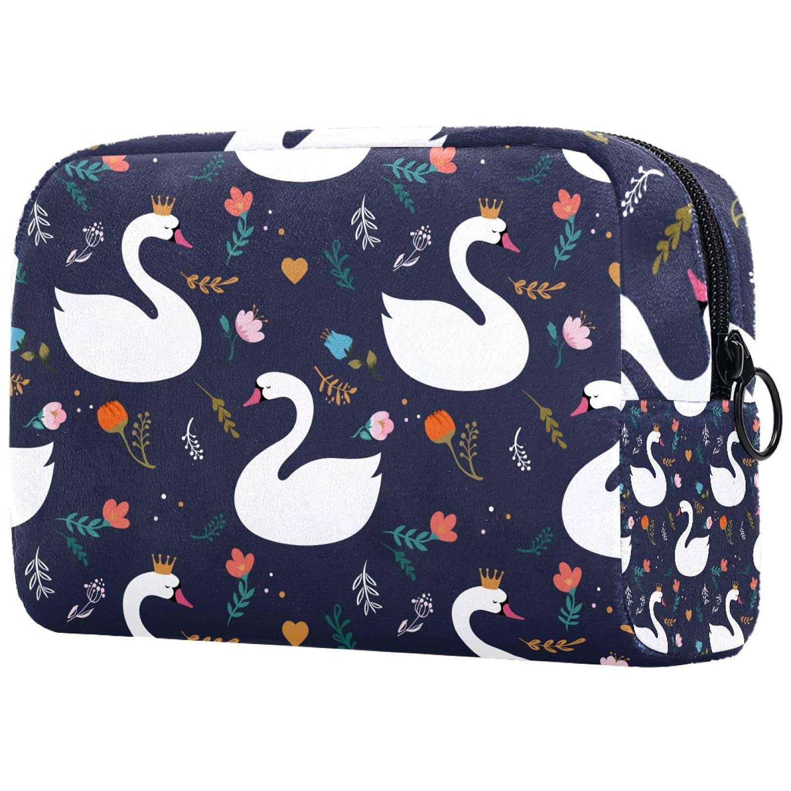 Elegant Swan Print Cosmetic Bag for Women - Waterproof Travel Makeup Organizer with Zipper - Cute Toiletry Pouch for Cosmetics, Jewelry & Essentials - Perfect Gift for Girlfriend, Wife, Daughter - Ideal for Travel, Gym, Beach & Daily Use