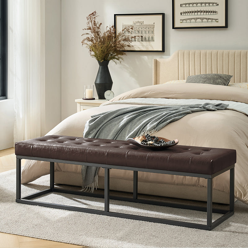Amparo Mid Century Modern Bench with Sturdy Metal Base - Perfect for Living Room, Bedroom, or Entryway Seating