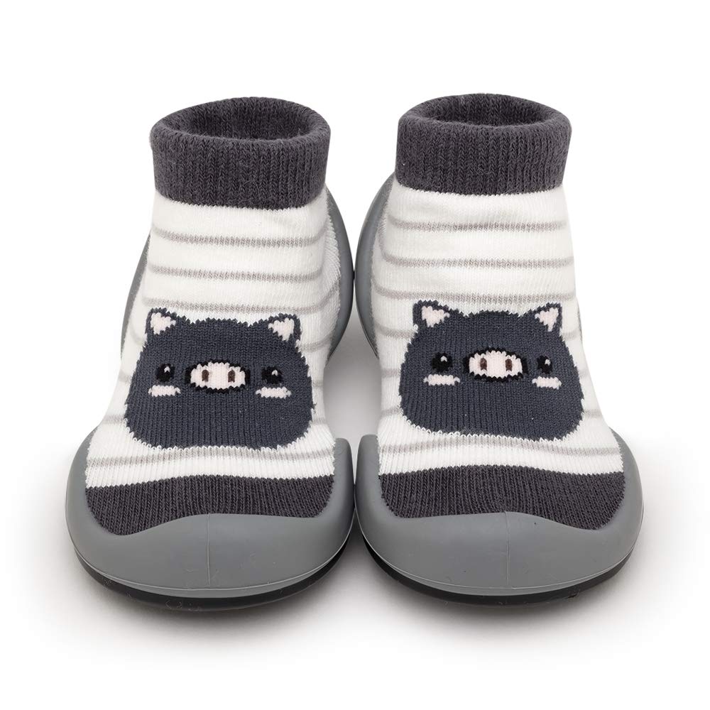 Komuello Breathable Washable Non-Slip Toddler Shoes with Cotton Socks & Air Pocket Cushion - Secure Fit Unisex Baby Shoes for Boys Girls - Perfect for Indoor Play, Outdoor Walks & Daycare Activities