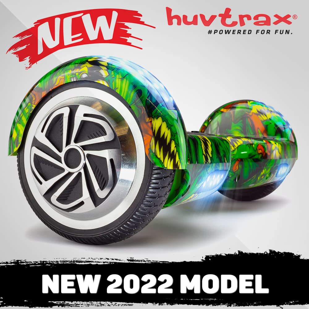 Green Monster Hoverboard - 2X Ride Time, Durable Aluminum Wheels (Not Plastic) - Bluetooth, LED Lights & Carrying Case - for Kids & Adults up to 220lbs - Perfect for Commuting, Fun Rides & Outdoor Adventures