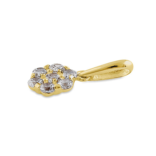 14K Yellow Gold Small Flower Cluster CZ Pendant Necklace for Women - Elegant Cubic Zirconia Floral Jewelry Gift for Birthday, Anniversary & Valentine's Day