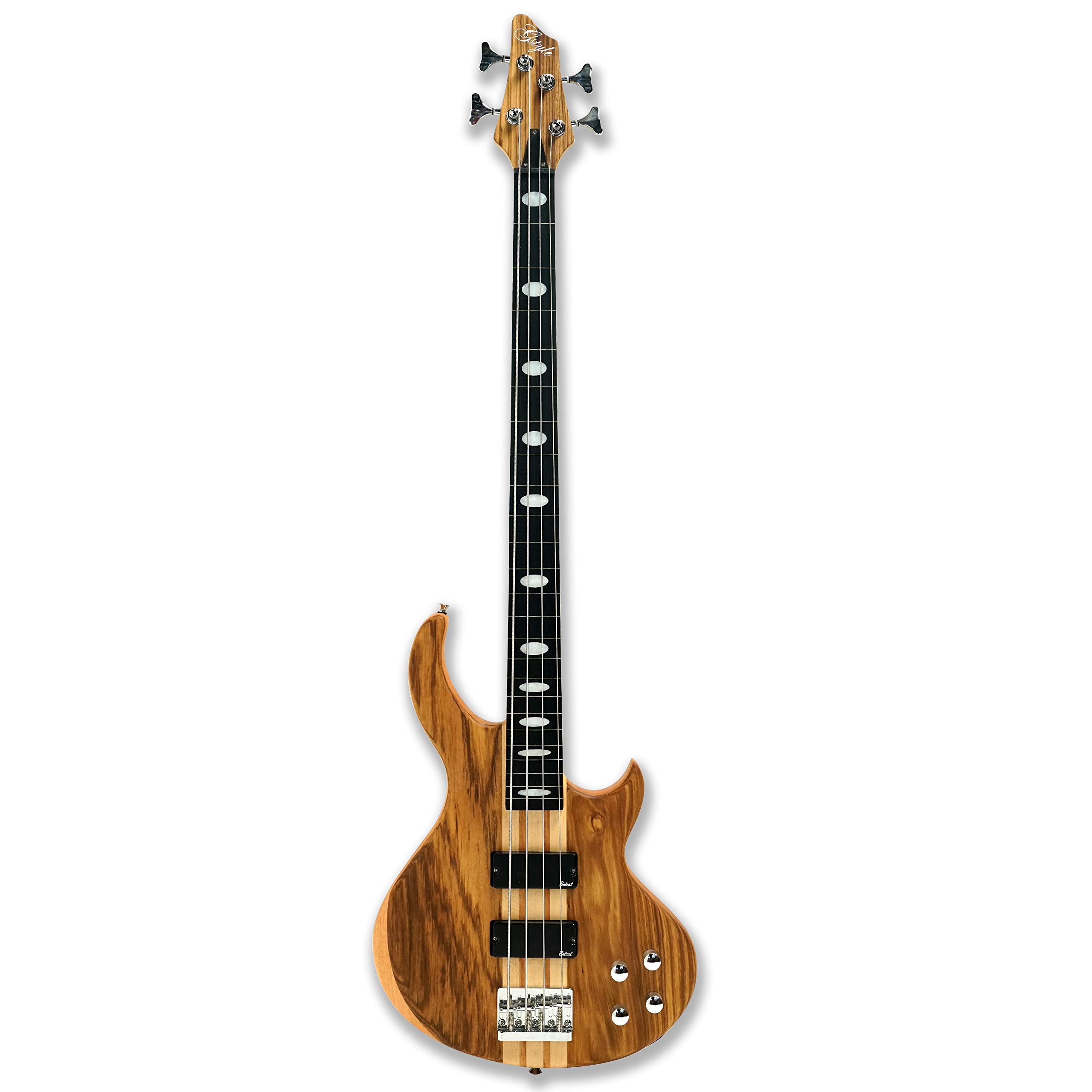 4 String Fretless Electric Bass Guitar - Millettia Laurentii & Okoume Body with Maple Neck - Perfect for Jazz, Blues & Studio Recording