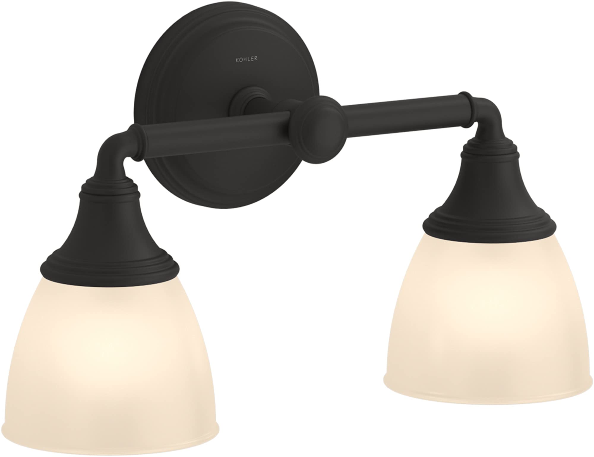 Kohler Devonshire Matte Black Bathroom Vanity Light Fixture - Adjustable Wall Sconce with 2 Lights, UL Listed (Up/Down Facing) - Perfect for Bathroom, Powder Room & Dressing Area Lighting