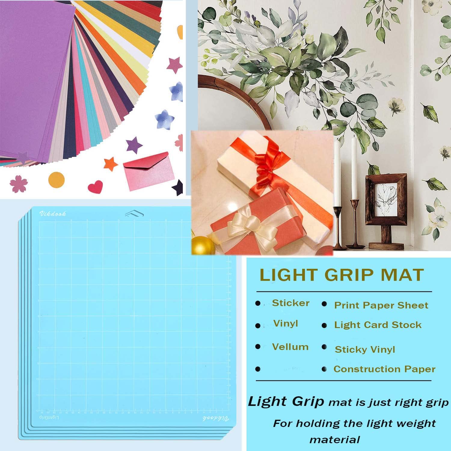 VIKDOOK 12x12 Inch Cutting Mat Set for Cricut Maker 3, Maker, Explore 3, Air 2, Air & One - 5-Pack Standard & Strong Grip Adhesive Mats | Replacement Craft Mats for Vinyl, Paper & Fabric Projects | Blue
