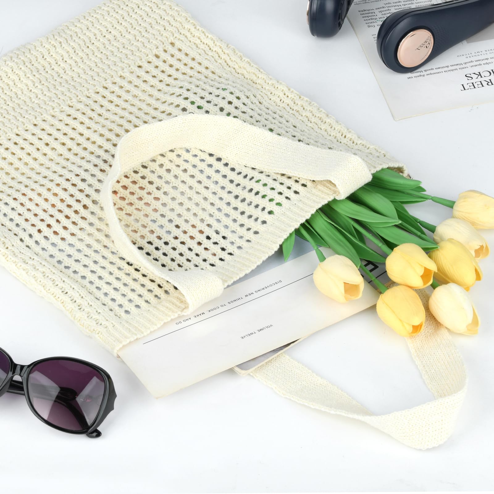 WantGor Crochet Bags for Women - Stylish Beach Mesh Tote Shoulder Bag, Foldable Casual Shopping & Travel Handbag - Perfect for Beach Outings, Grocery Shopping & Weekend Getaways