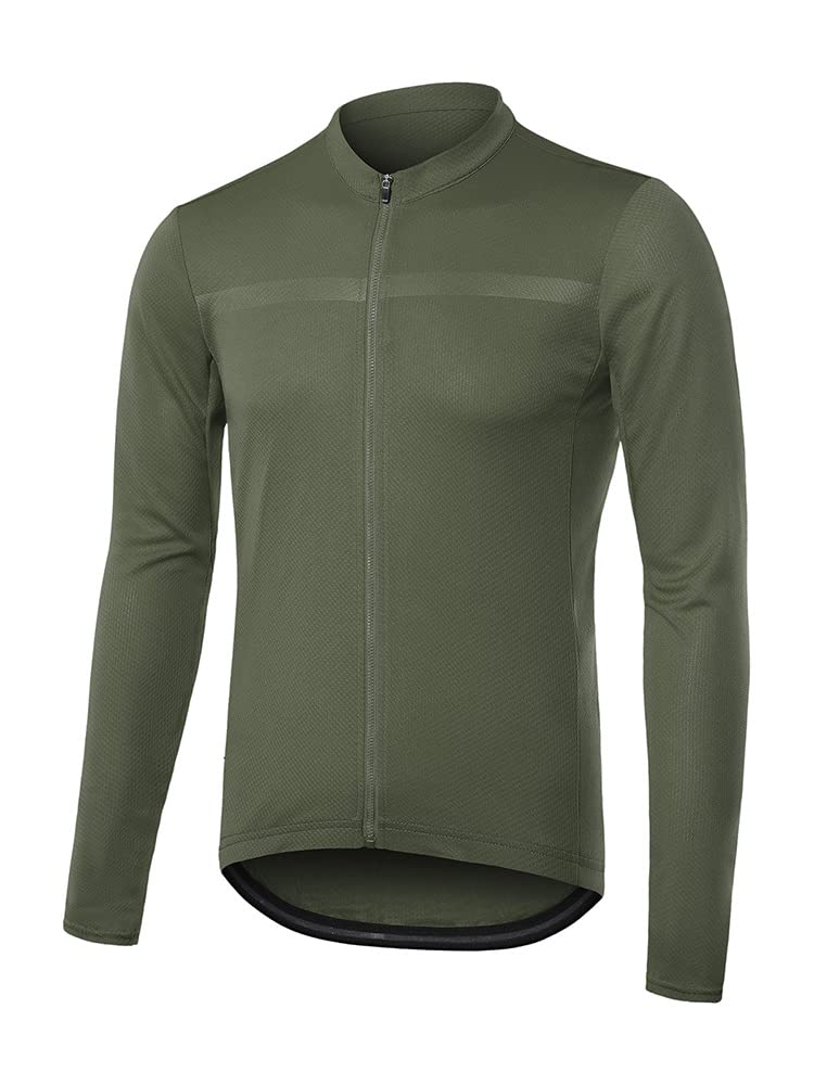 ARSUXEO Men's Cycling Jersey - Long Sleeve Slim Fit Bike Shirt for Road & Mountain Biking - Moisture Wicking, Breathable & UV Protection for Outdoor Cycling & Training
