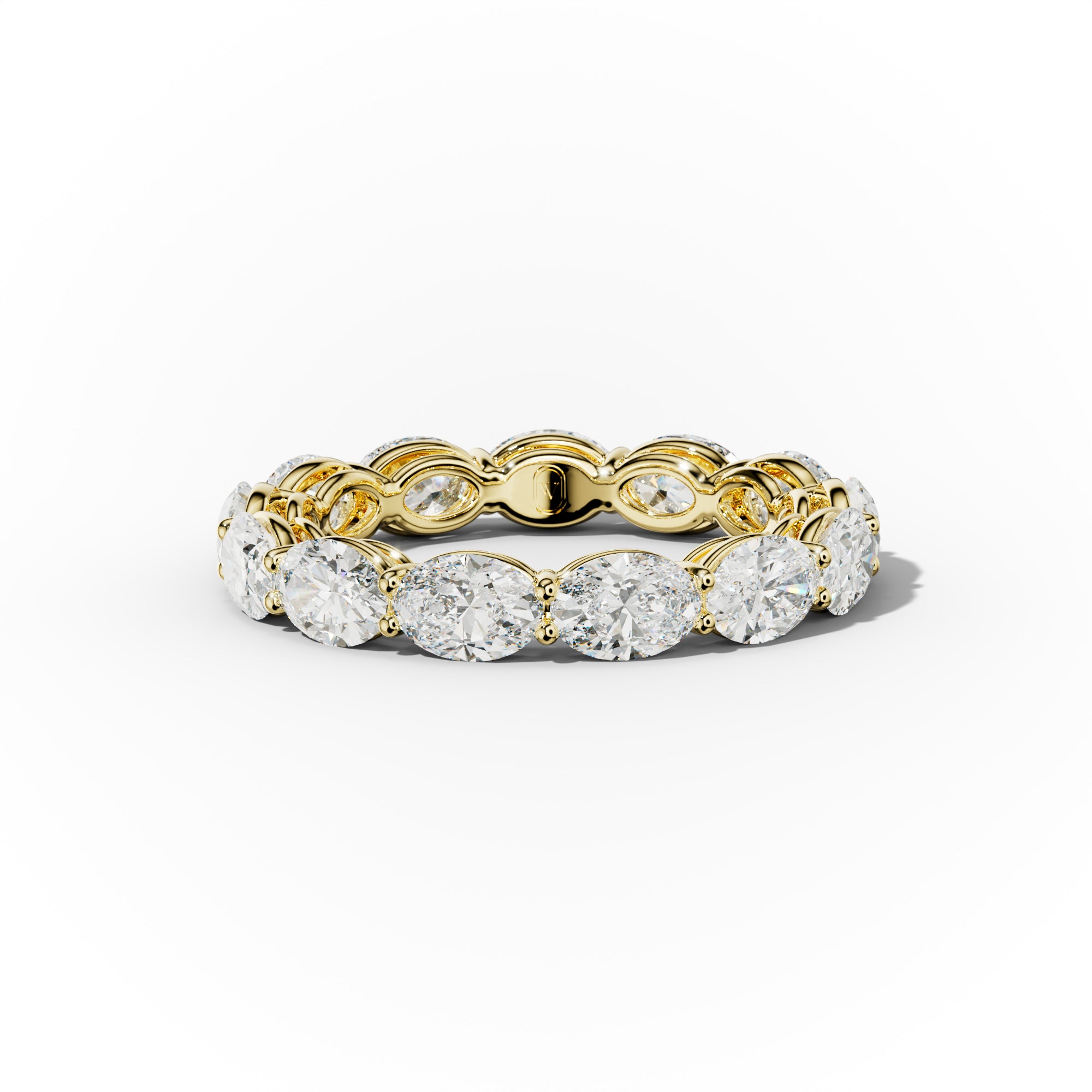 3.0 Carat East West Oval Cut Diamond Eternity Band for Women - Wedding, Anniversary & Engagement Ring - 14K White Gold Bridal Jewelry Gift