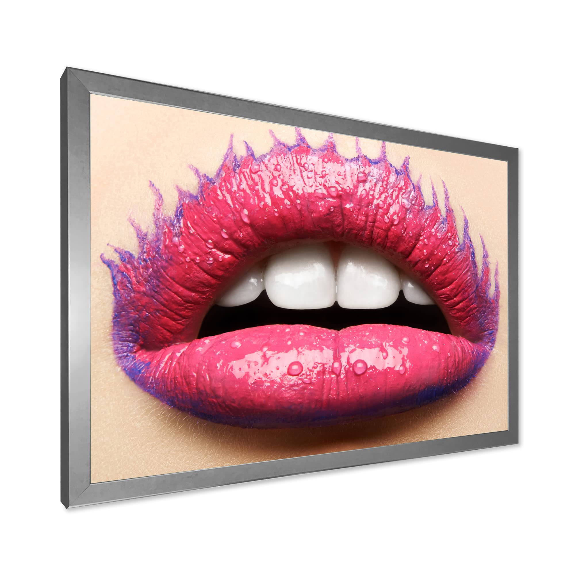 Elegant Pink Lipstick Female Lips Modern Framed Wall Art - Perfect for Living Room Decor, Bedroom Aesthetic & Office Wall Art