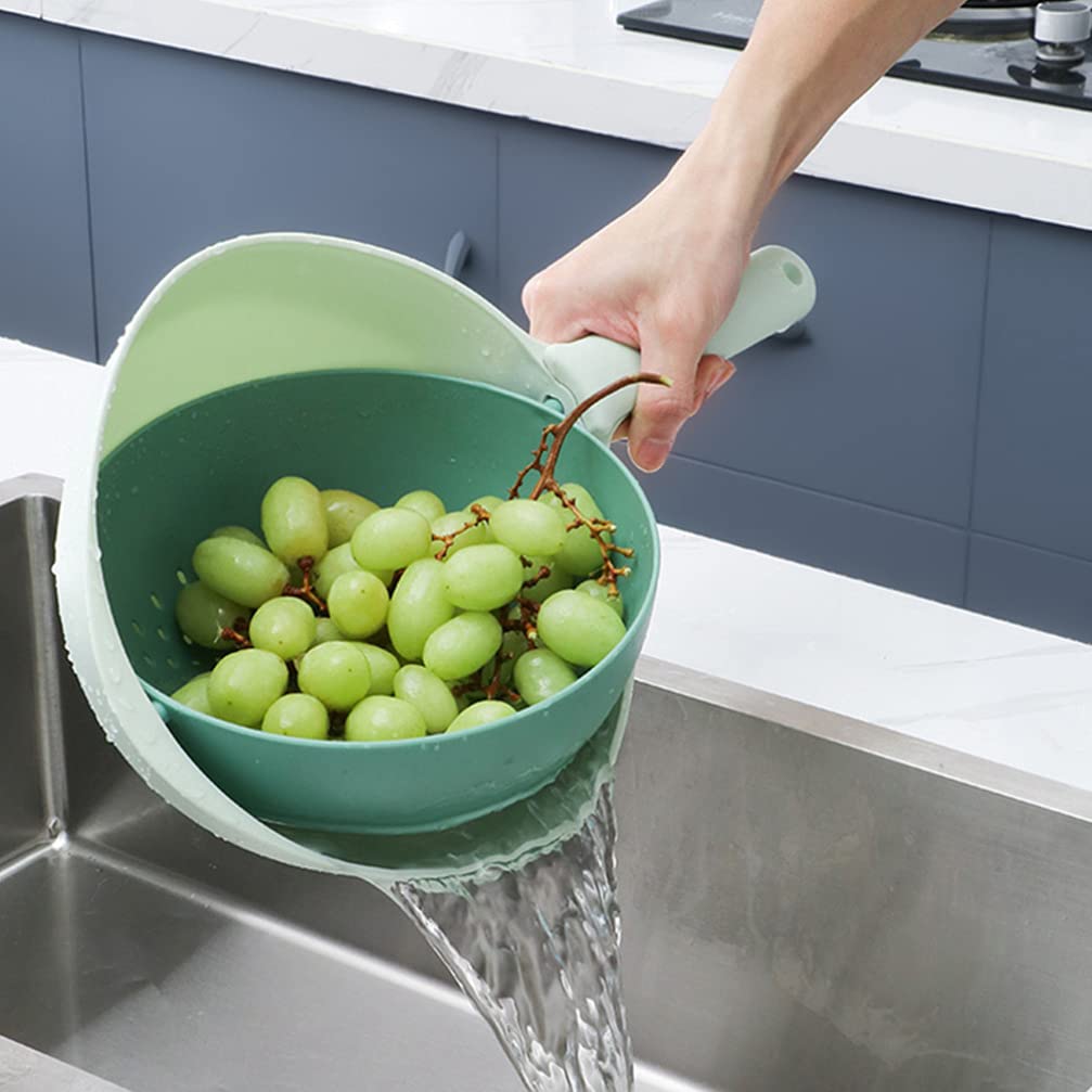 Stainless Steel Fruit and Vegetable Drain Basket with Handle - Kitchen Colander for Washing, Drying, and Storing Produce - Perfect for Salad Prep, Dish Draining & Countertop Organization