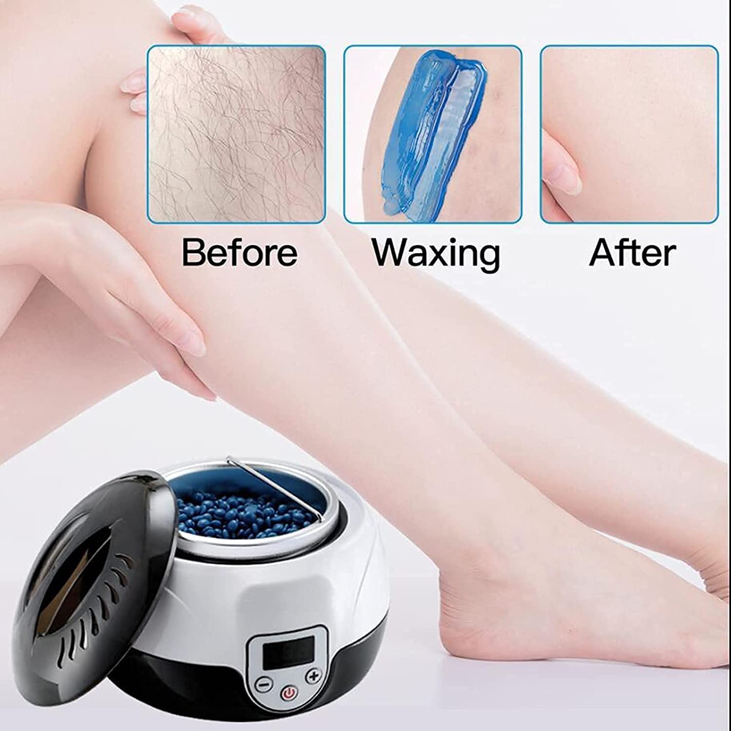 Electric Wax Warmer Kit for Hair Removal - Digital Wax Heater with Wax Beans & Applicator Sticks - Perfect for Home Spa, Salon & DIY Beauty Treatments