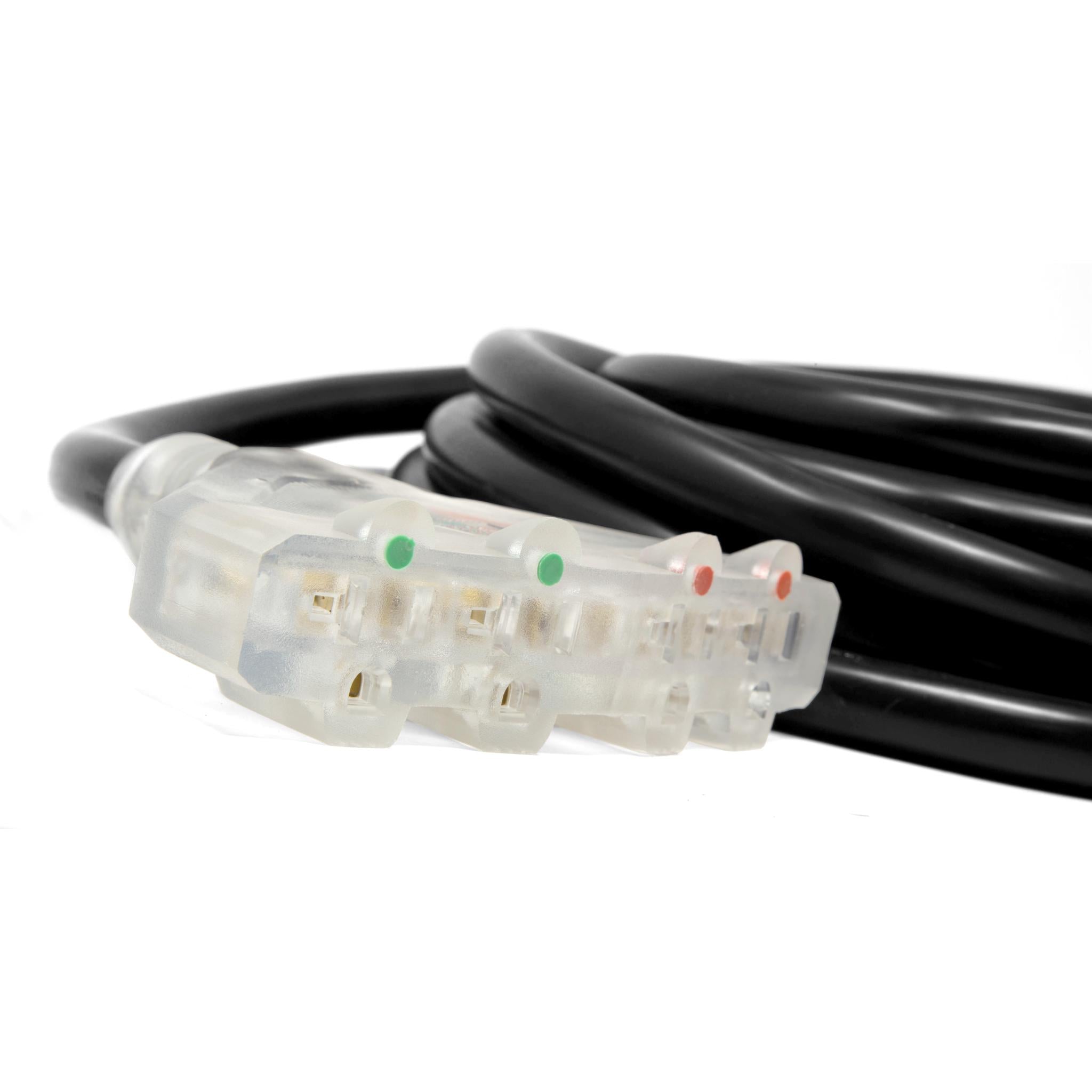WEN PC2514 25 ft. 30 Amp 10 Gauge STW Generator Extension Cord - L14-30P to 4x 5-20R Outlets for Power Tools & RV Use