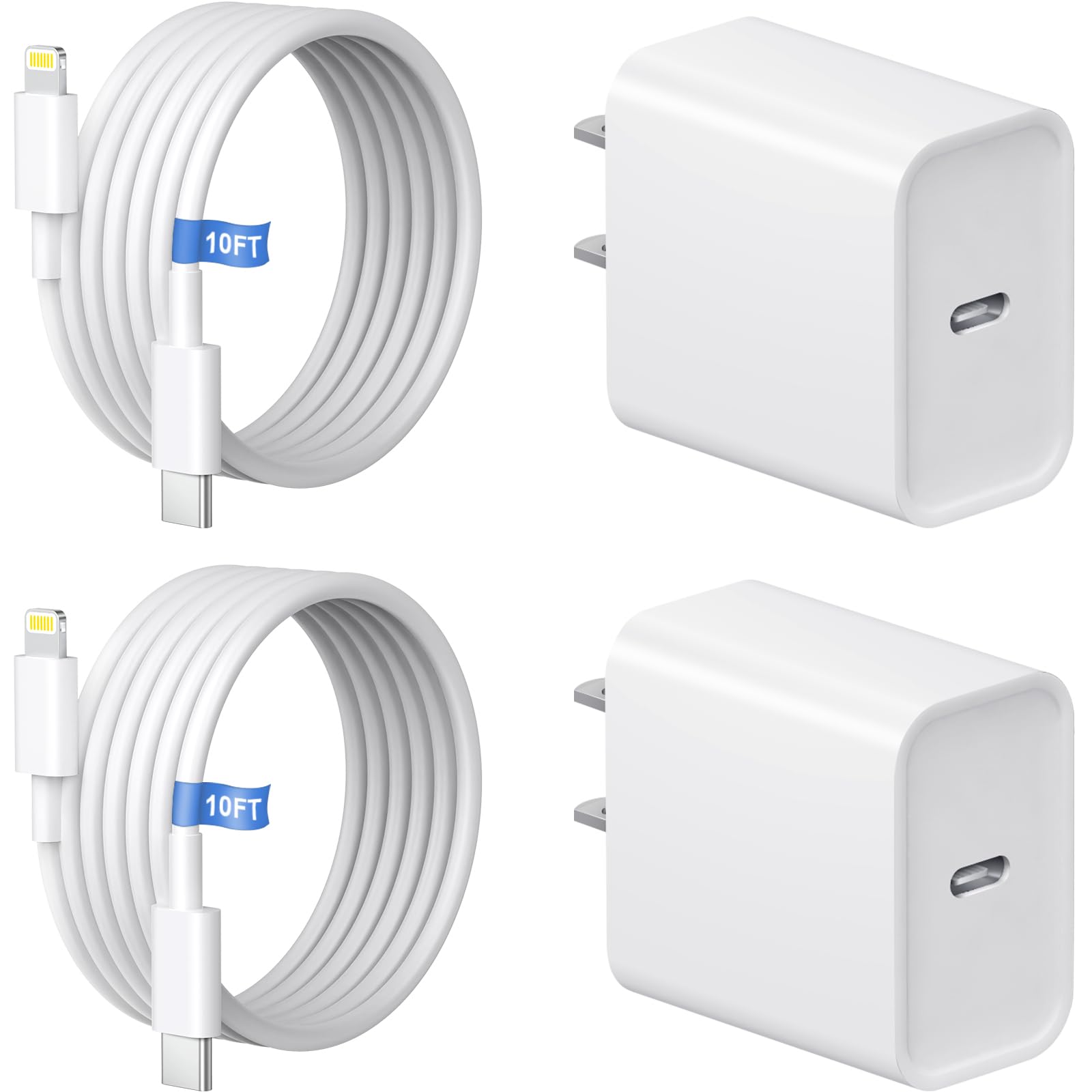 10FT iPhone Charger - Fast Charging Cable with 20W USB C Power Adapter for iPhone 14/13/12/11/Xs Max/XR - Durable Long Cord for Home, Office & Travel