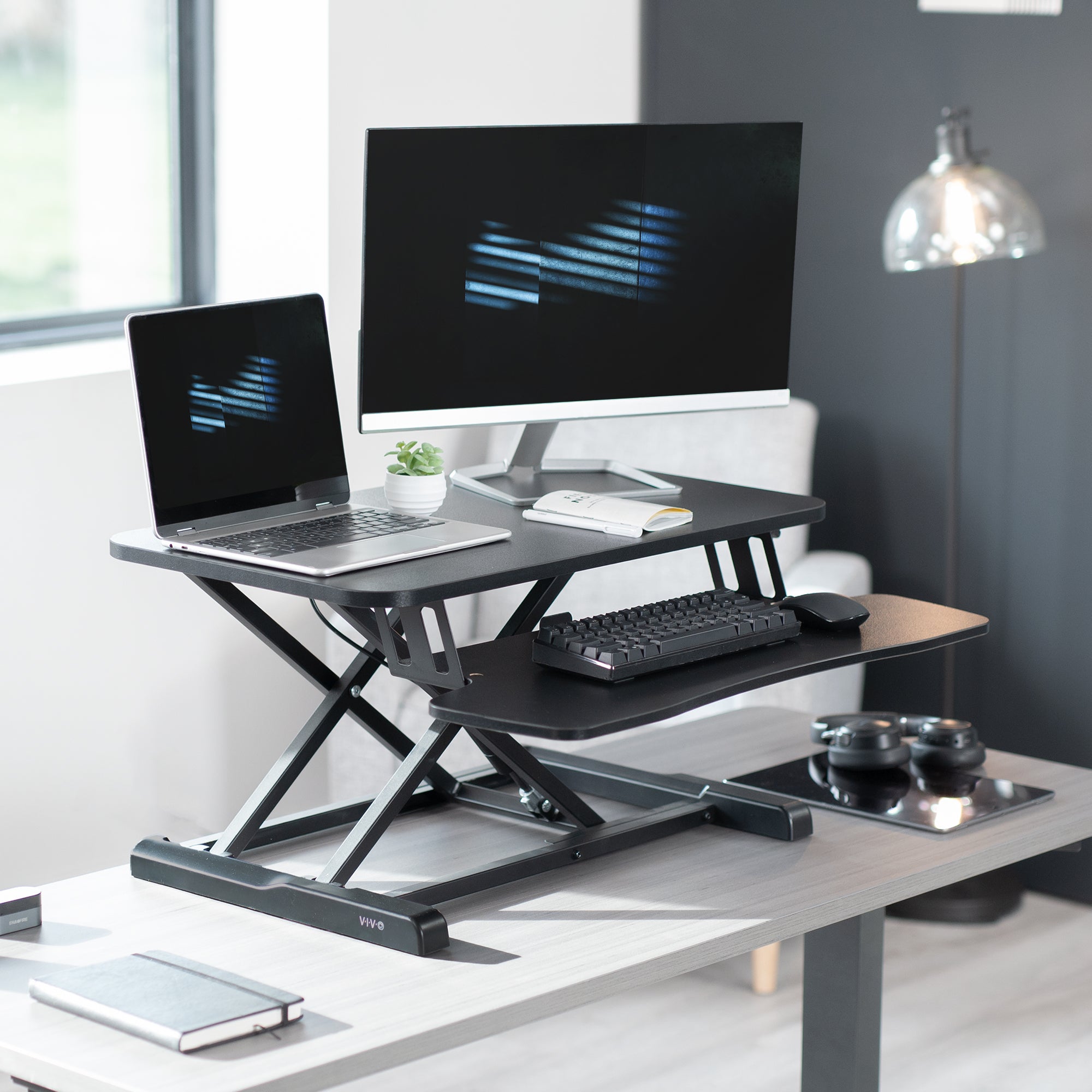 Adjustable K Series Standing Desk Converter - Ergonomic Height Riser for Home & Office Workspace - Perfect for Work from Home, Study, and Gaming