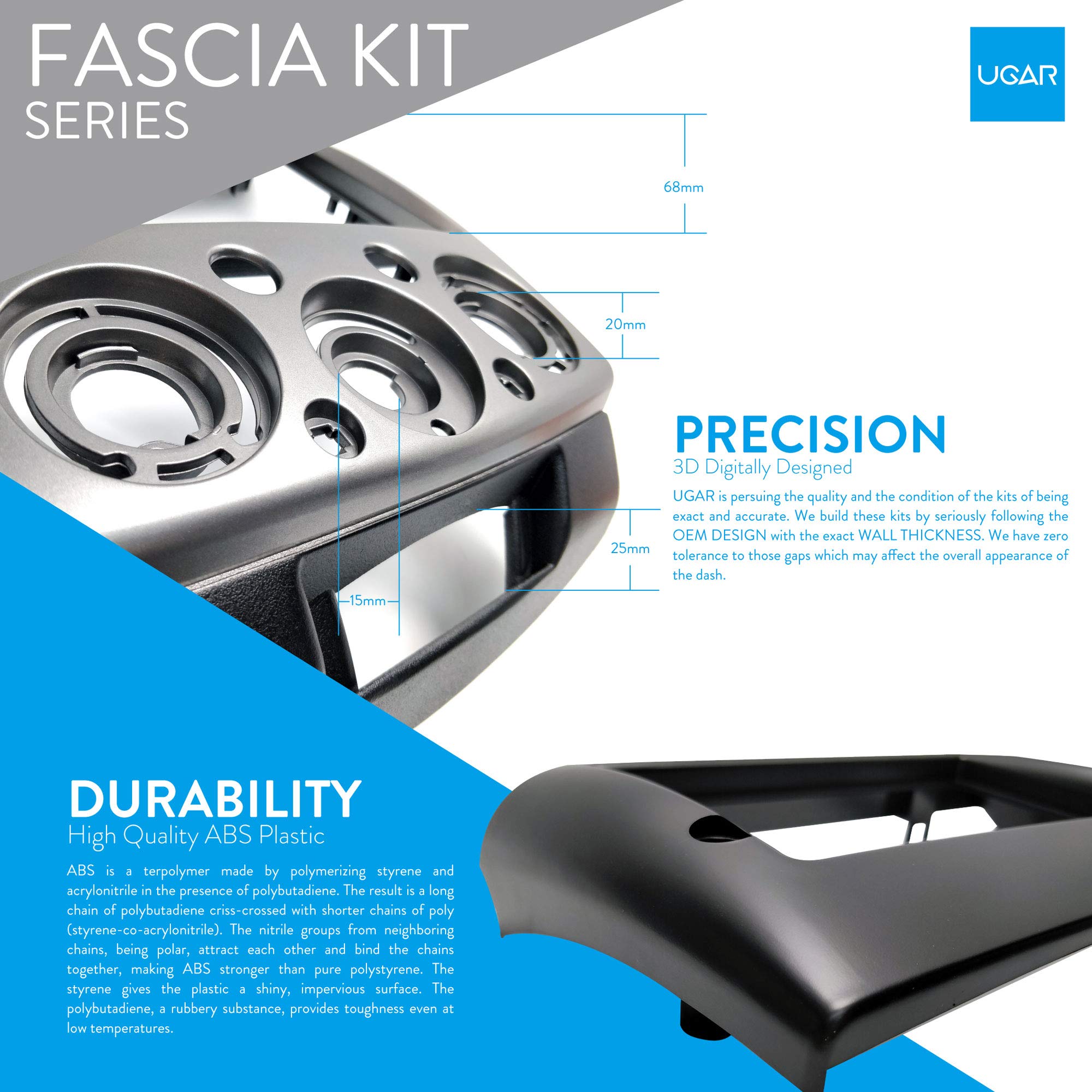 UGAR Car Radio Stereo Dash Installation Mount Kit Compatible with FORD Transit Connect & Tourneo Connect 2013+ - Perfect for DIY Car Audio Upgrades & Seamless Installation