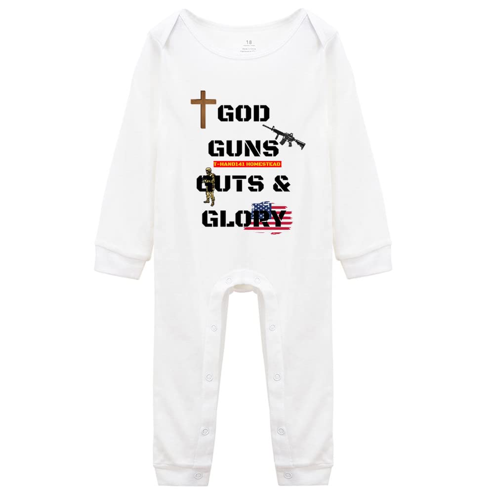 Snagminio God Guns Guts Letter Print Baby Onesie - Soft Cotton Bodysuit for Newborns & Infants - Perfect for Photo Shoots, Family Outings & Everyday Wear