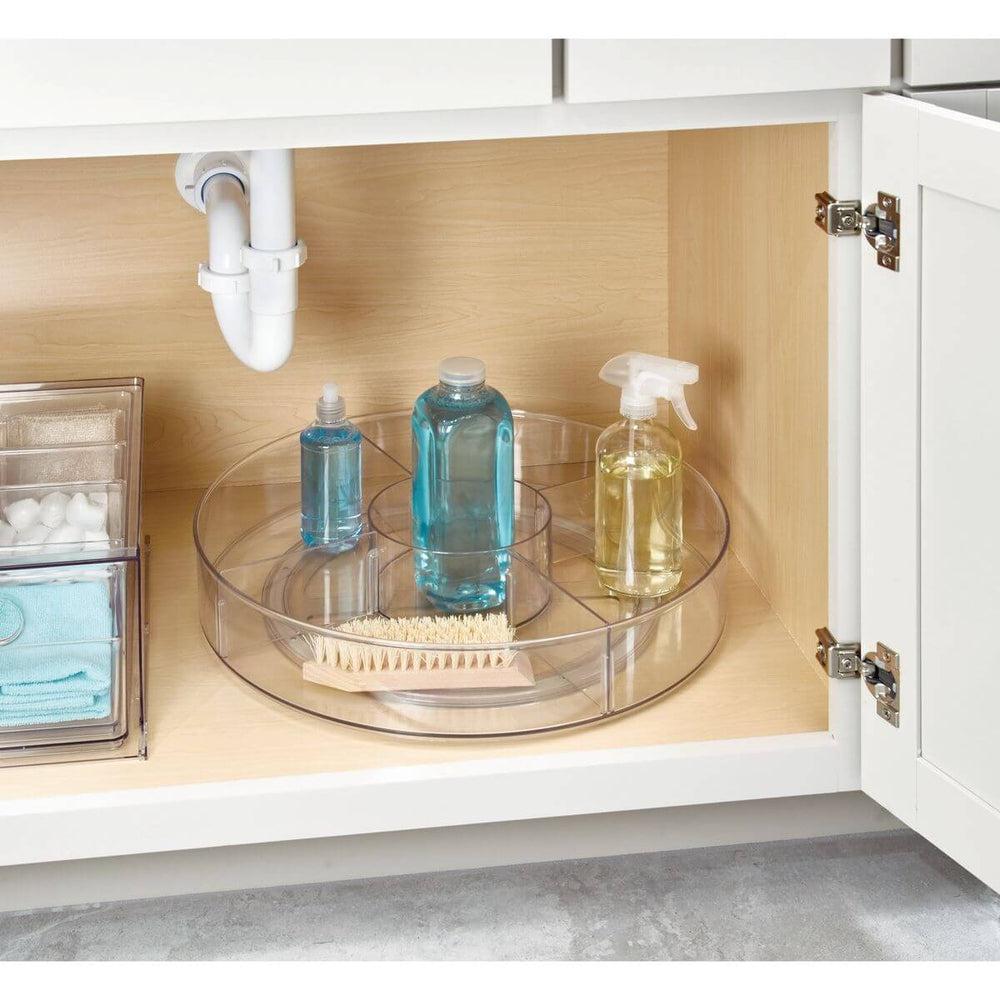 iDesign Divided Cabinet Turntable - 2-Tier Spinning Organizer for Kitchen, Bathroom & Pantry | Space-Saving Storage Solution for Spices, Makeup & Small Items | The Home Edit Collection