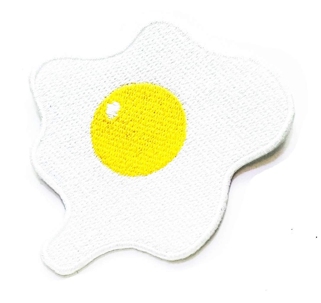 Funny Cartoon Fried Egg Iron-On Patches for Kids - DIY Sewing Appliques for Clothing, Hats & Shoes - Perfect for Breakfast-Themed Costumes & Fast Food Lovers
