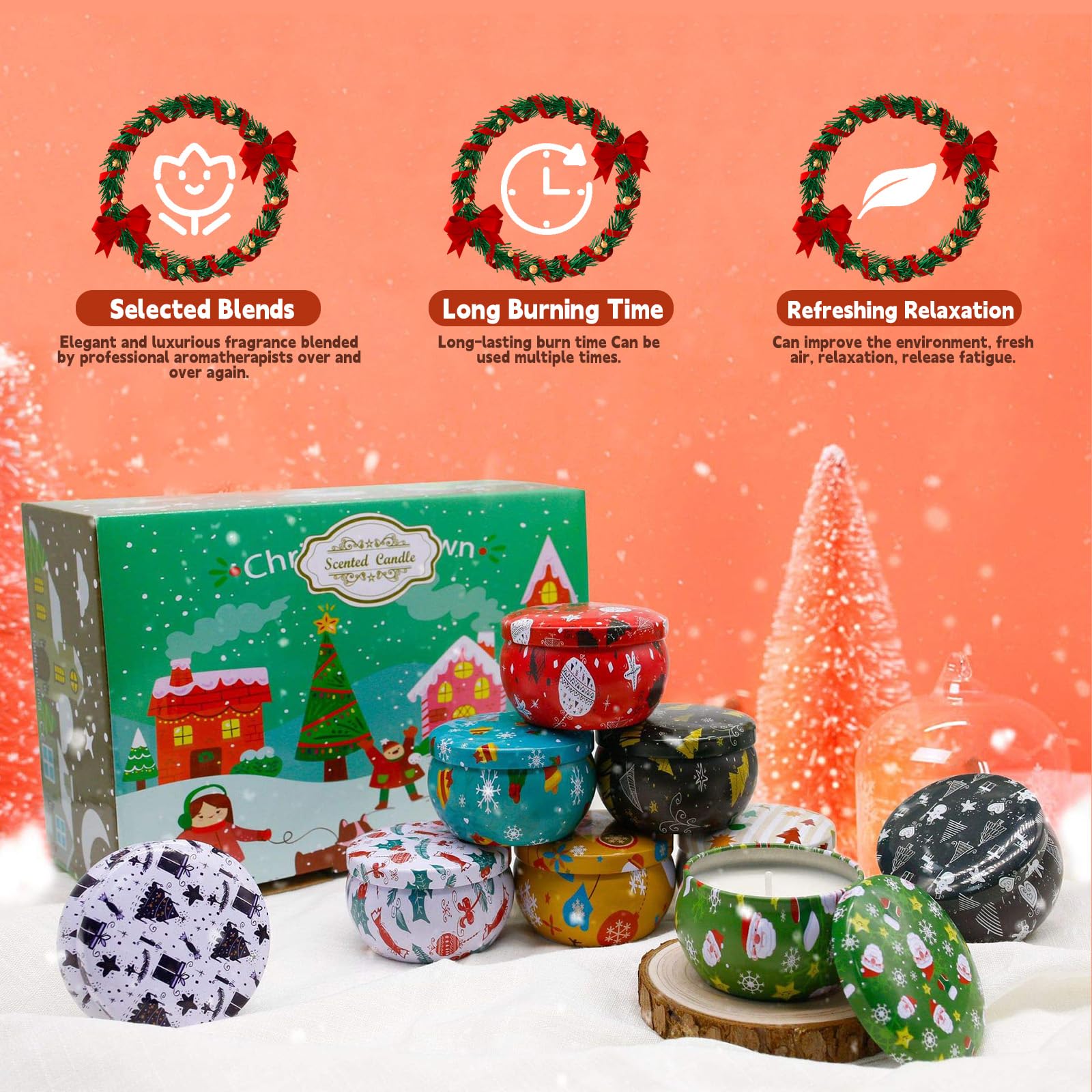 12 Pack Christmas Scented Candles Gift Set - 2.5oz Natural Soy Wax Aromatherapy Candles with Holiday Fragrance, Perfect Holiday Gifts for Women, Friends & Family - Great for Home Decor, Relaxation & Christmas Party Decorations