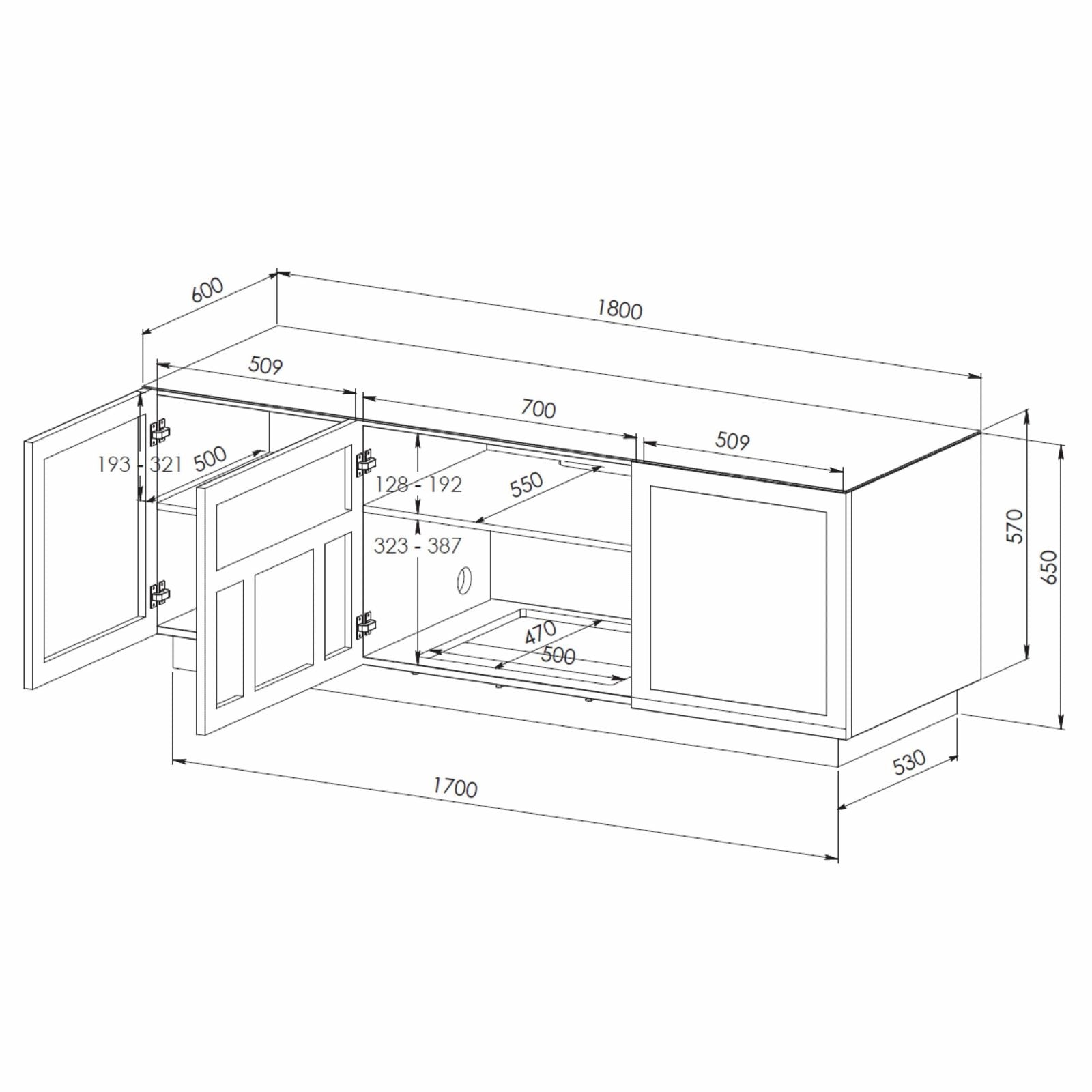 Tauris PLATINUM 180cm Black Home Theater TV Stand with Storage - Perfect for Living Room Entertainment Systems & Home Theater Setups