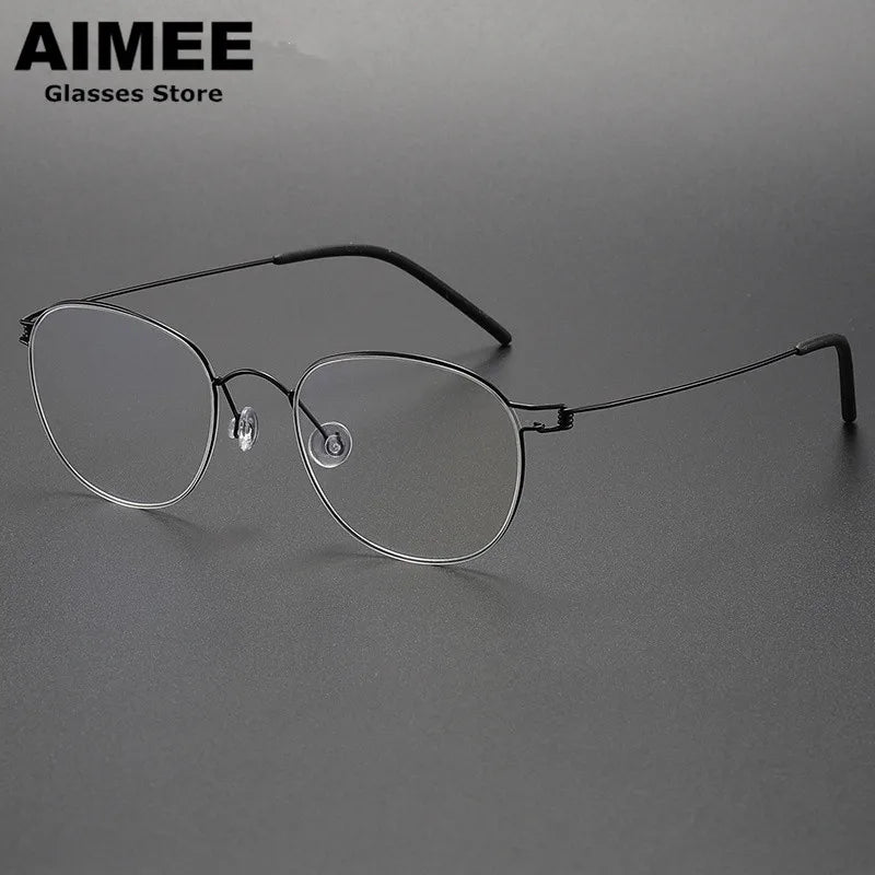 Stylish Unisex Full Rim Oval Round Screwless Titanium Eyeglasses Frame 2051 - Lightweight & Durable for Work, Reading & Daily Wear