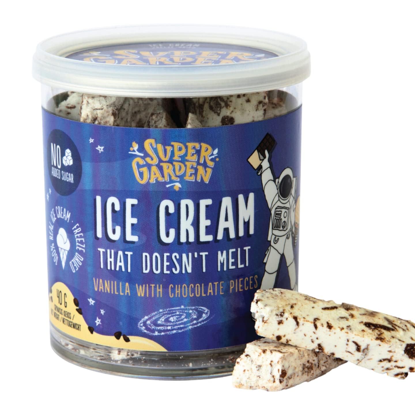 Freeze Dried Ice Cream Vanilla with Chocolate Chunks - No Melting, Crunchy & Creamy Astronaut Food Snack - Perfect for Birthday Parties, Camping, Hiking & Space-Themed Events - 1.41oz Dessert Treat for Kids & Adults