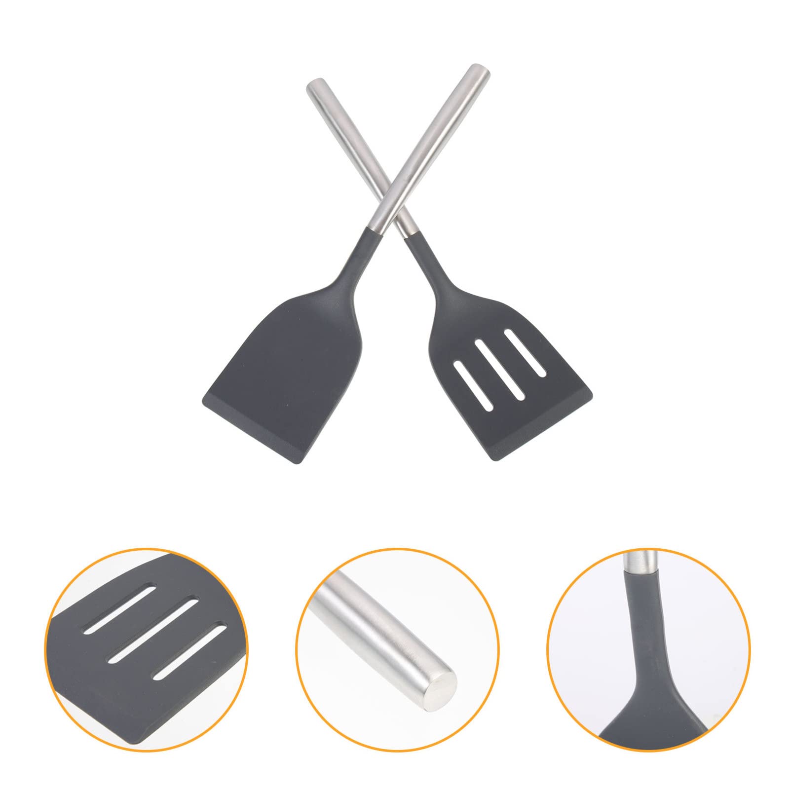 2-Pack Silicone Spatula Set with Stainless Steel Handle - Heat-Resistant Kitchen Utensil for Cooking, Frying, Baking - Perfect for Non-Stick Pans, Woks & Everyday Kitchen Use