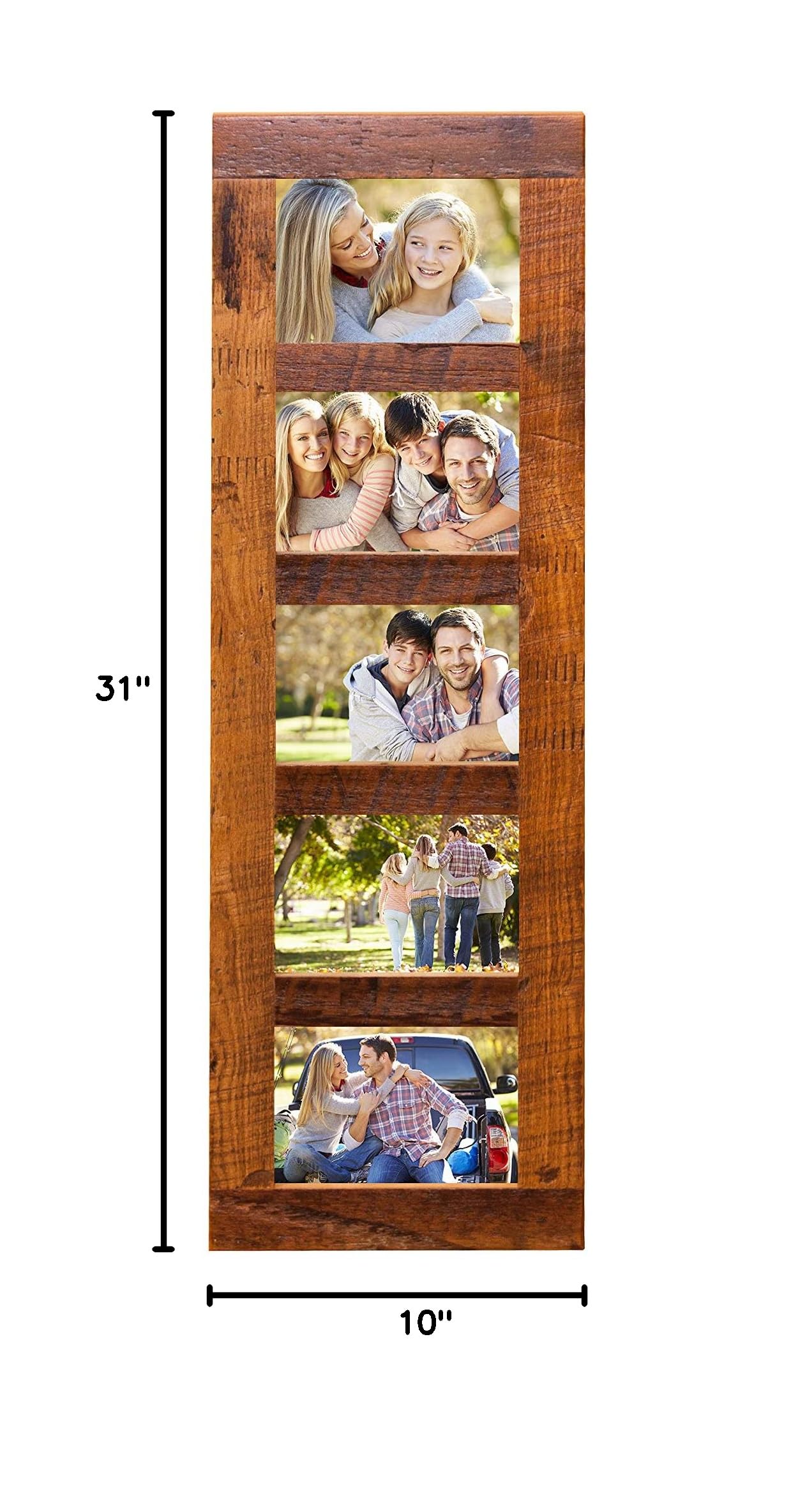 Rustic Reclaimed Barnwood Multi-Opening Photo Frame - 5x7 Floating Wall Collage Frame for Family Pictures - Perfect for Living Room, Bedroom & Farmhouse Decor
