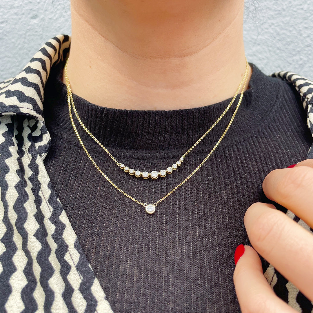 0.25ctw Diamond Solitaire Bezel 14K Yellow Gold Necklace for Women - Elegant Minimalist Pendant Jewelry for Everyday Wear & Special Occasions