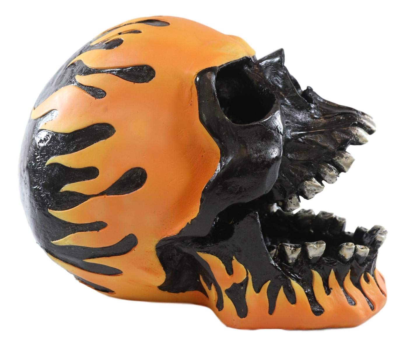 Ebros Gift Ghost Hell Biker Orange Flame Hot Rod Skull Ashtray Figurine - 6.5