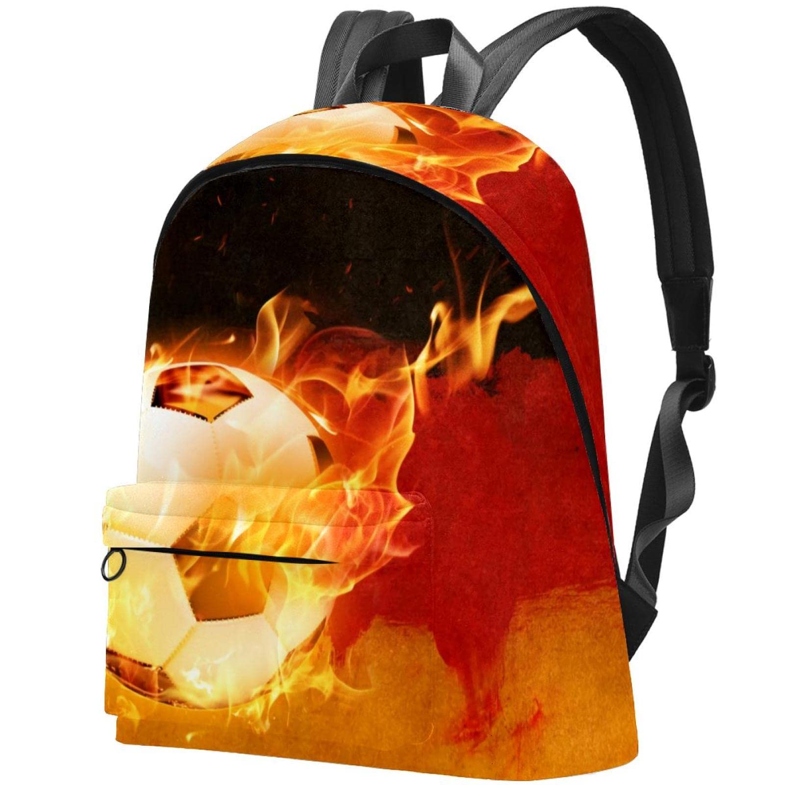 Durable Canvas Backpack for College & Travel - German Flag Flame Soccer Print - Perfect for School, Work & Outdoor Adventures