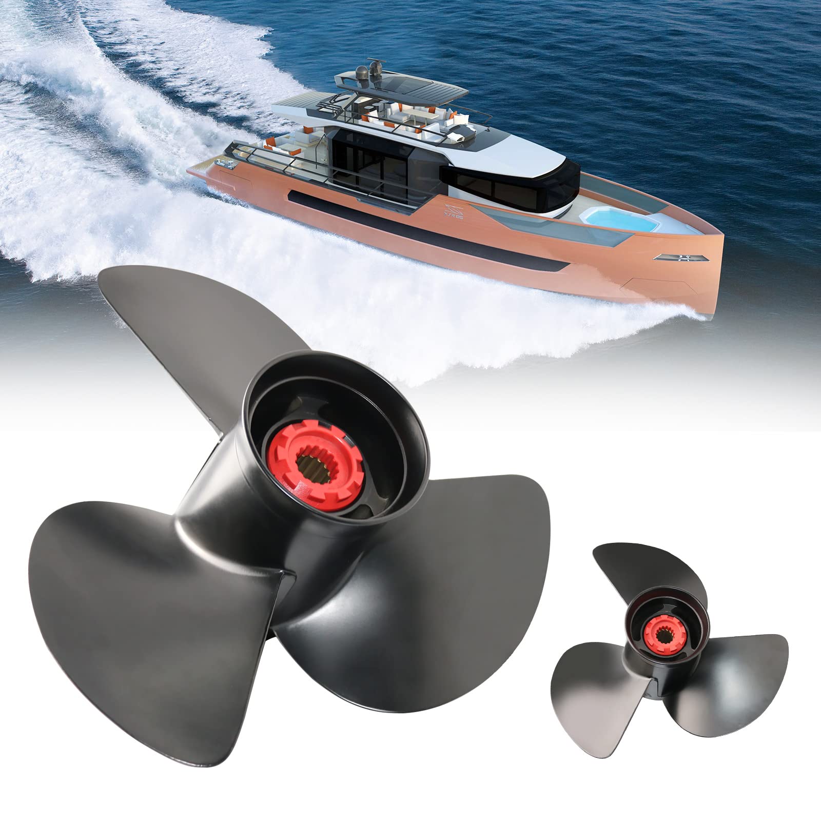 Jetman Aluminum Outboard Propeller 3-Blade 15 Spline RH - Compatible with Tohatsu 60HP-140HP Boat Engines (60HP/70HP/75HP/90HP/115HP/120HP/140HP) - Perfect for Fishing, Boating & Marine Activities