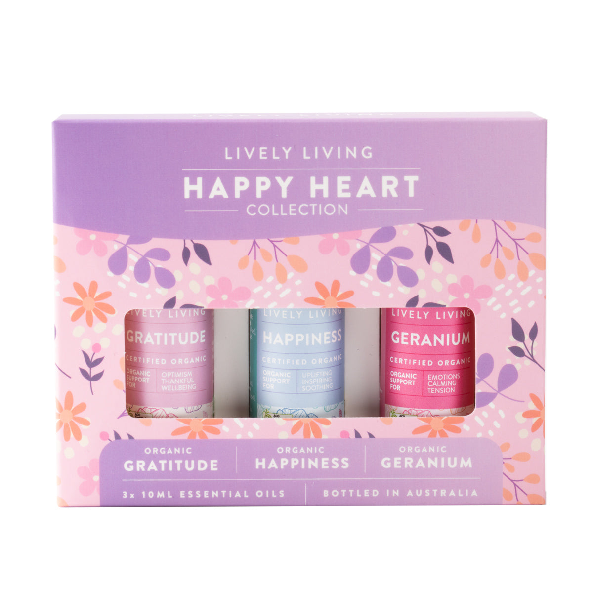 Happy Heart Organic Essential Oil Trio Set - Lavender, Peppermint & Tea Tree - Aromatherapy for Relaxation, Stress Relief & Skin Care - Perfect for Diffusers, Massage & DIY Beauty Products