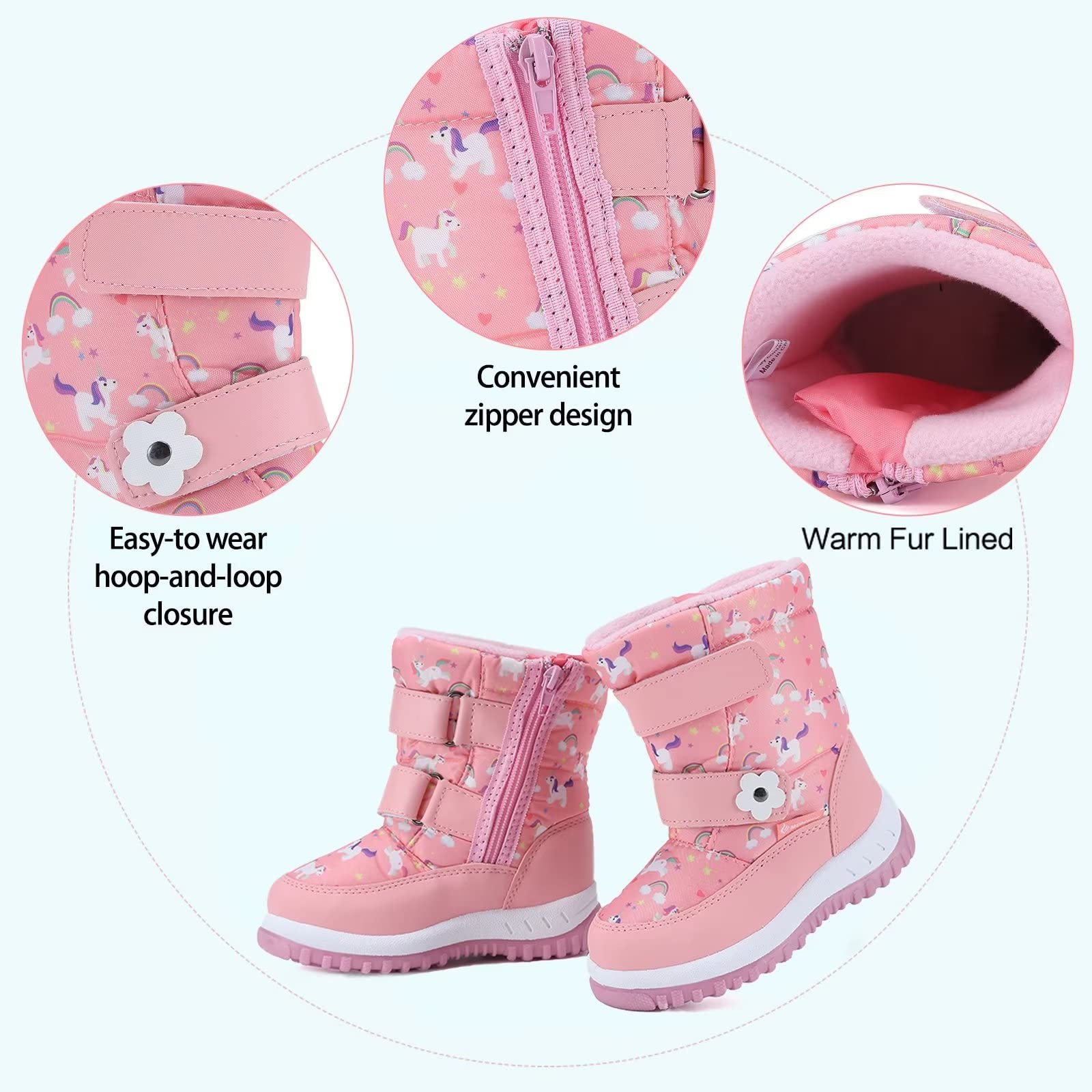 **CIOR Waterproof Winter Snow Boots for Boys & Girls - Fur Lined Warm Toddler & Kids Boots for Outdoor Play, Snowy Days & Cold Weather**