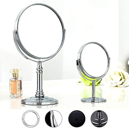 WorldCare® 360° Rotating HD Double-Sided Desk Mirror - Stainless Steel Magnifying Makeup Mirror with Stand | Perfect for Makeup, Skincare, Grooming & Travel
