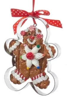 4 Gingerbread Cookies on Tray with Cookie Cutter Ornaments - Perfect for Christmas Baking, Holiday Decor & Festive Gift Giving