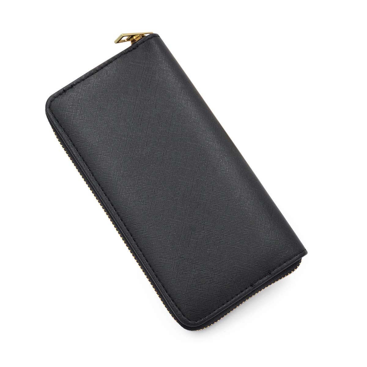 Premium Vegan Saffiano Leather Zip Around Wallet for Women & Men - RFID Blocking Slim Bifold Wallet with Multiple Card Slots - Perfect for Travel, Business & Everyday Use