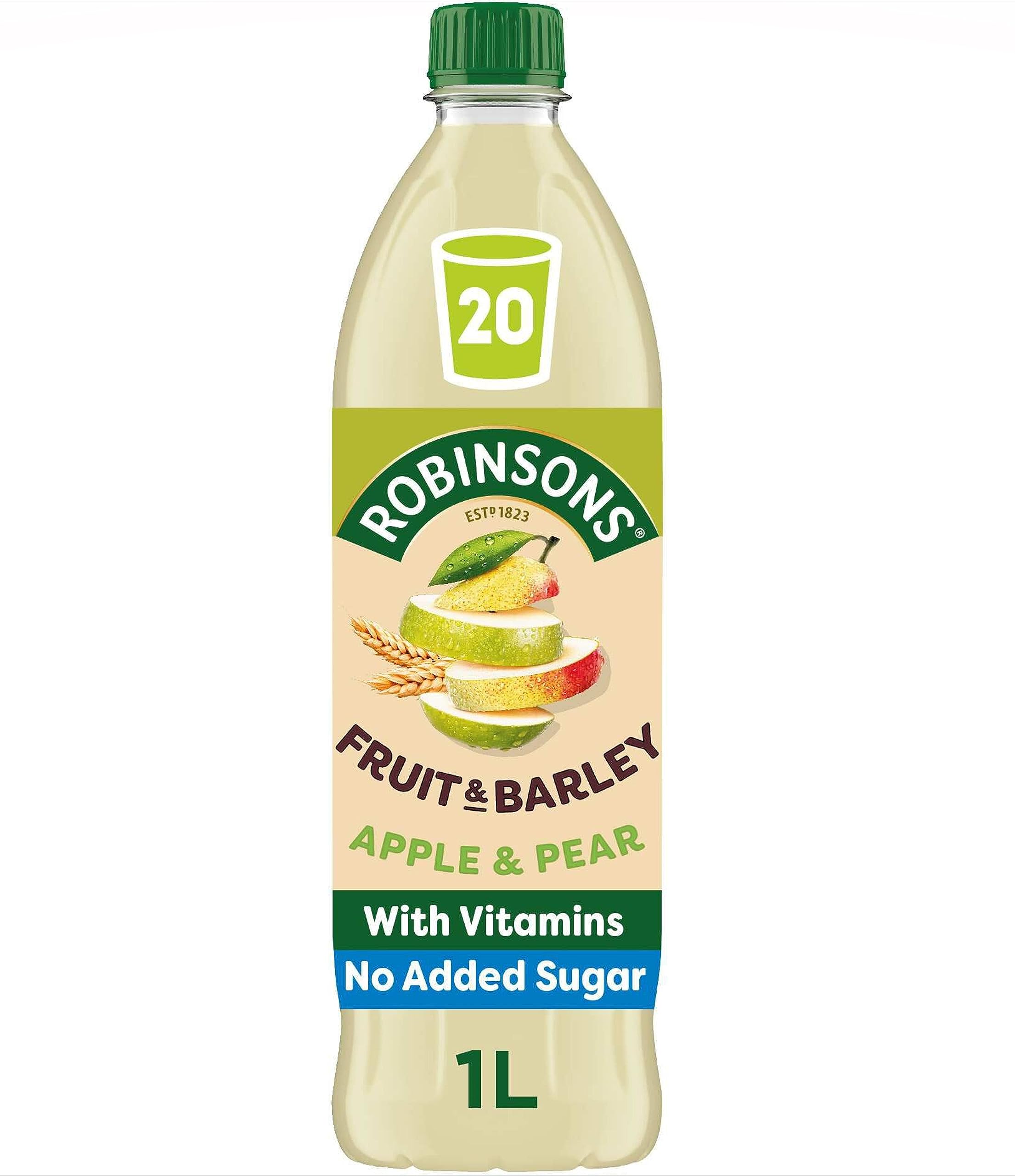 Robinsons Fruit and Barley Real Fruit Squash - Low Calorie Apple & Pear Flavor, 1L (20 Servings) | Healthy Drink Mix for Kids, Hydration & Cocktails | Perfect for Summer, Parties & Weight Loss
