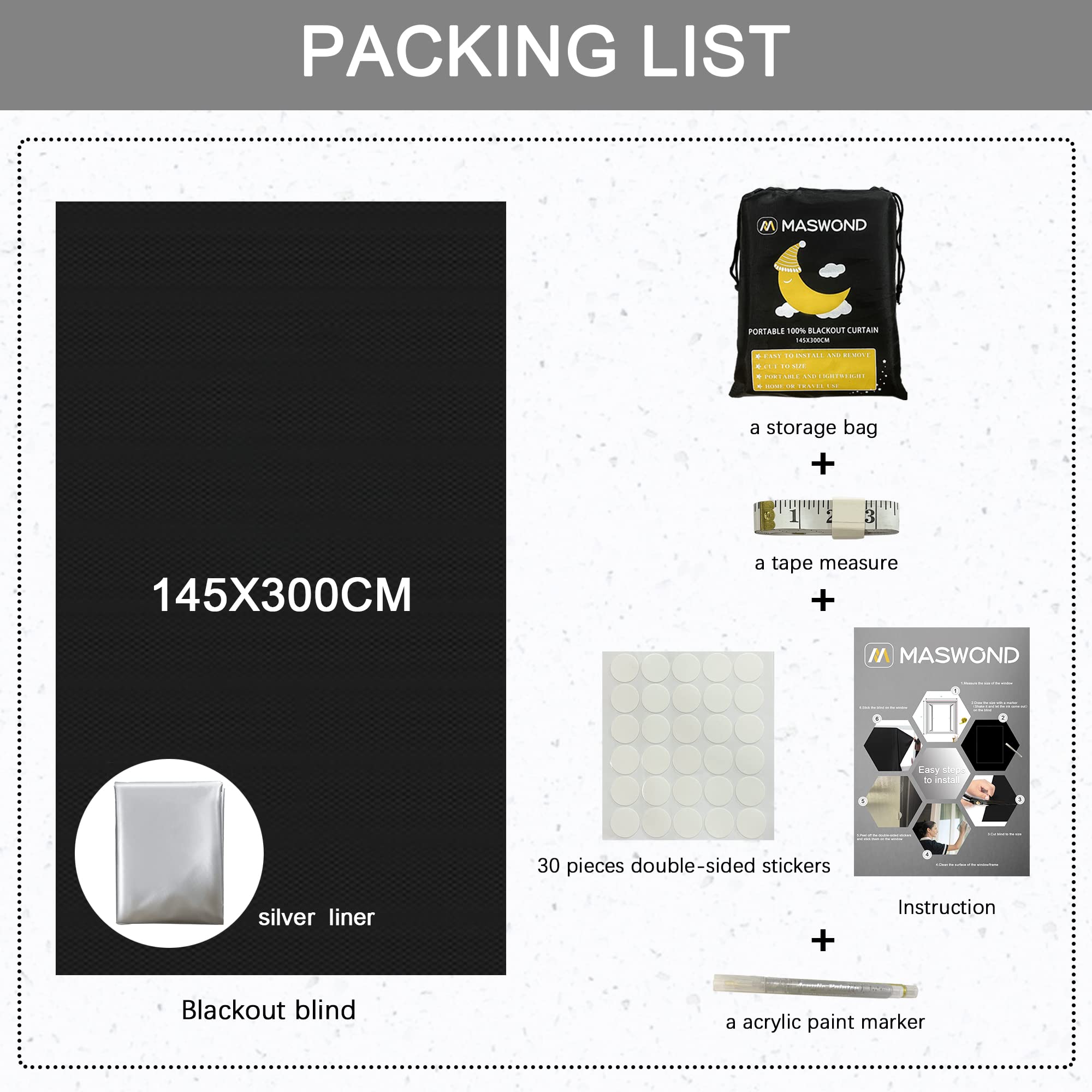 MASWOND Portable Blackout Curtain 118