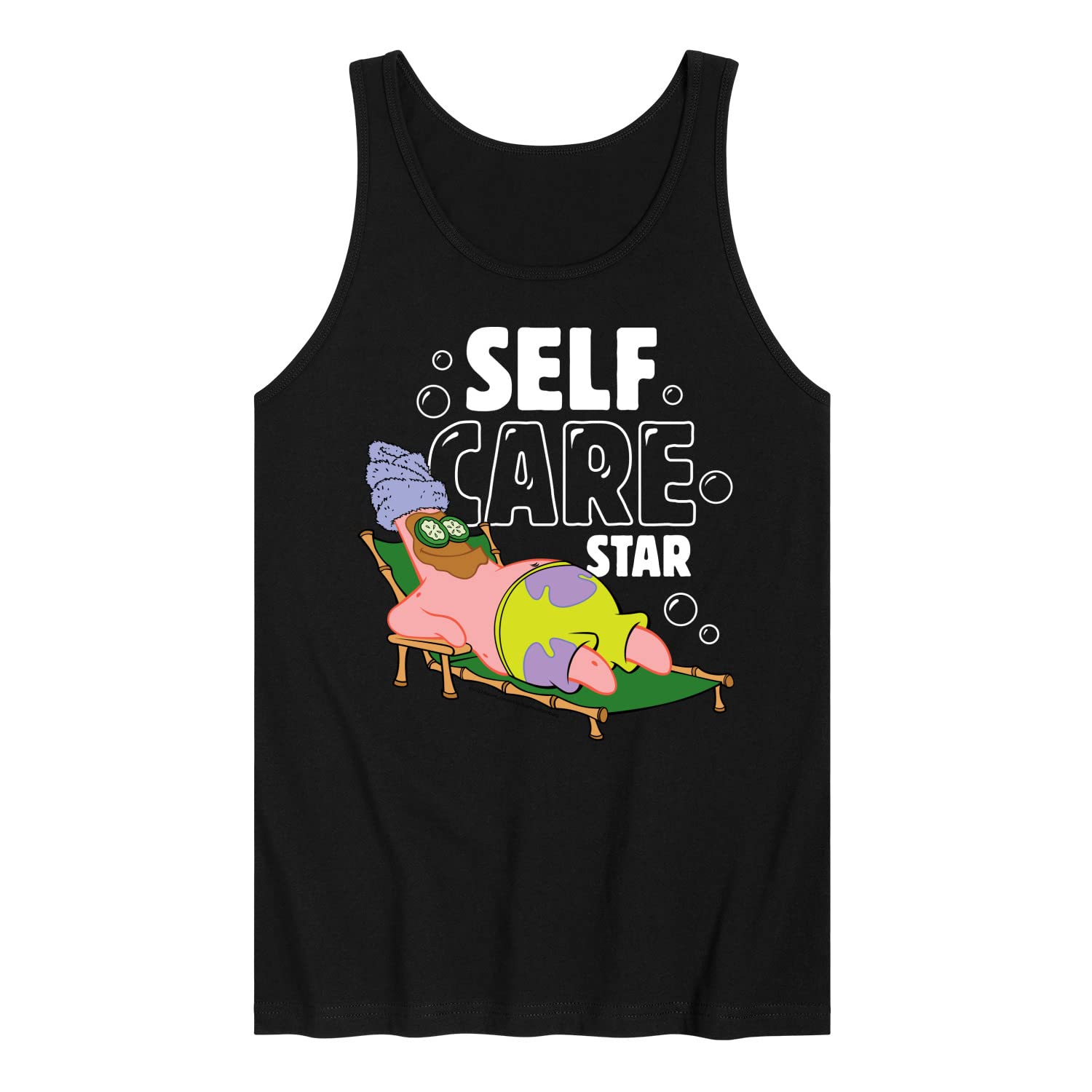 HYBRID APPAREL Spongebob Squarepants Self Care Star Men's Jersey Tank Top - Soft Breathable Sleeveless Shirt for Summer, Gym, Beach & Casual Wear