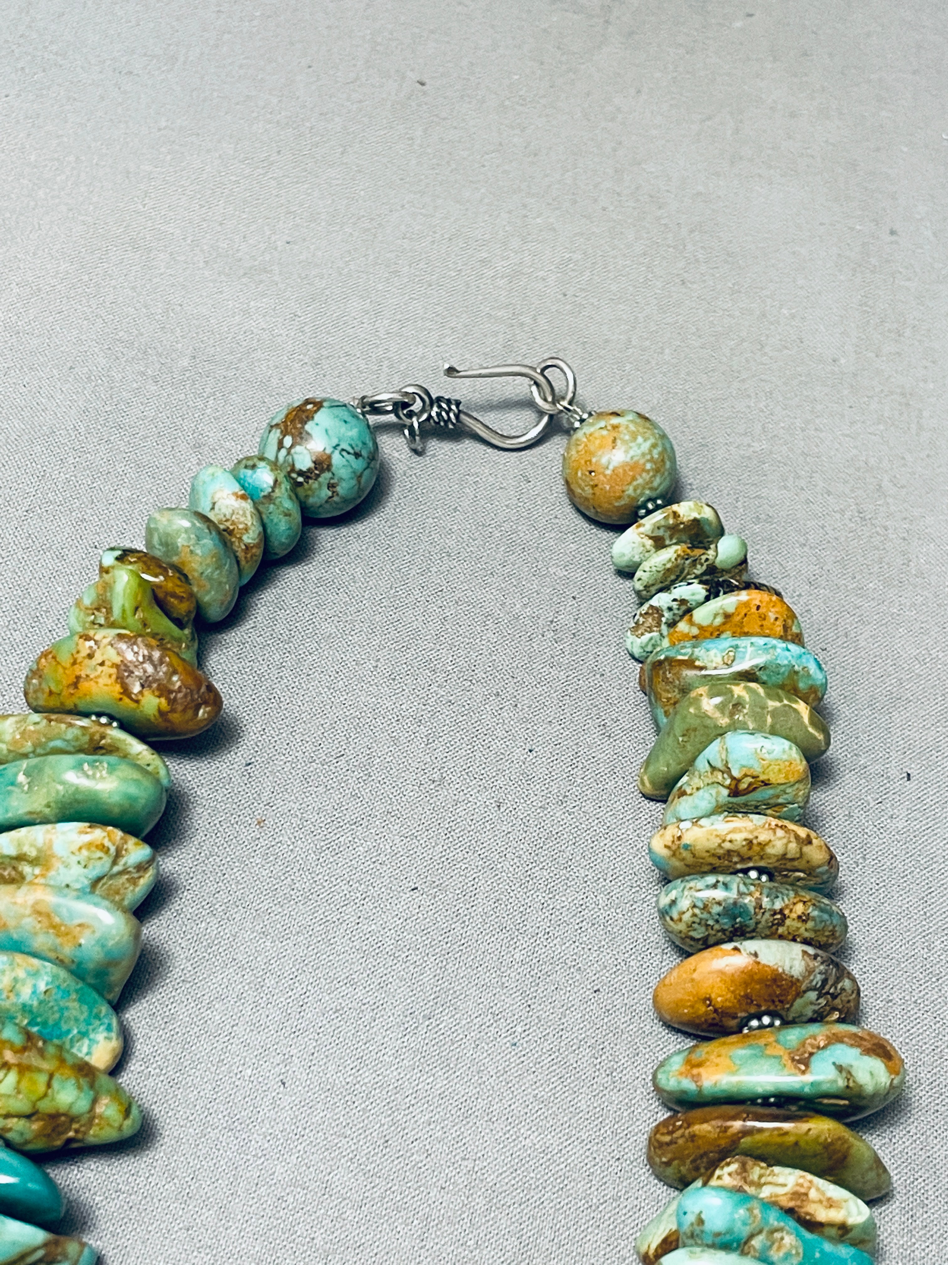 200 Gram Chunky Dunky Native American Navajo Green Turquoise Sterling Silver Necklace - Handmade Jewelry for Women, Boho Chic Accessory for Festivals & Special Occasions