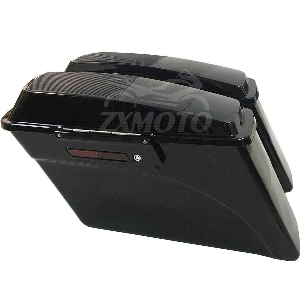 ZXMOTO Vivid Black Hard Saddlebags with 6x9 Speaker Lids, Latch & Keys - Compatible with Harley Touring Models 1994-2013 (Road King, Road Glide, Street Glide, Electra Glide, Ultra-Classic) - Durable Motorcycle Storage for Long Rides & Touring