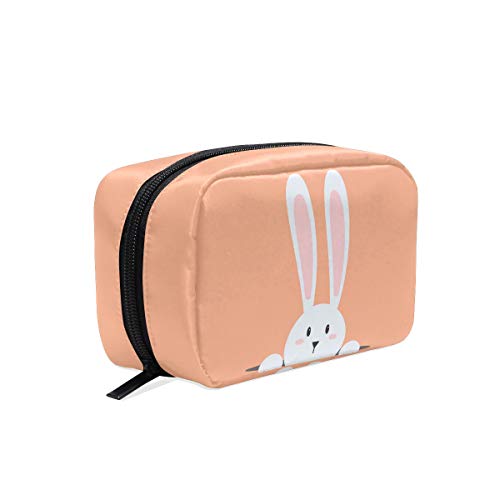 OREZI White Easter Rabbit Mini Makeup Bag - Waterproof Travel Cosmetic Case for Women & Girls | Perfect for Travel & Daily Use
