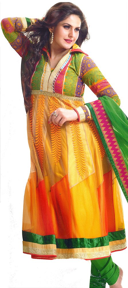 Stylish Citrus-Yellow Anarkali Churidar Suit Set for Women | Traditional Indian Ethnic Wear | Perfect for Weddings, Festivals & Special Occasions