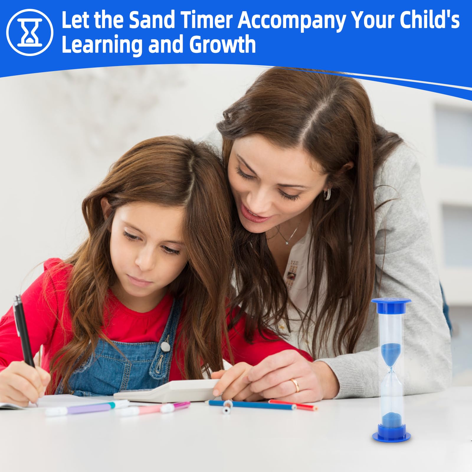 I-MART 6-Pack Plastic Sand Timer Set - 30 Sec, 1 Min, 2 Min, 3 Min, 5 Min, 10 Min Hourglass for Classroom, Games, Cooking & Productivity Time Management