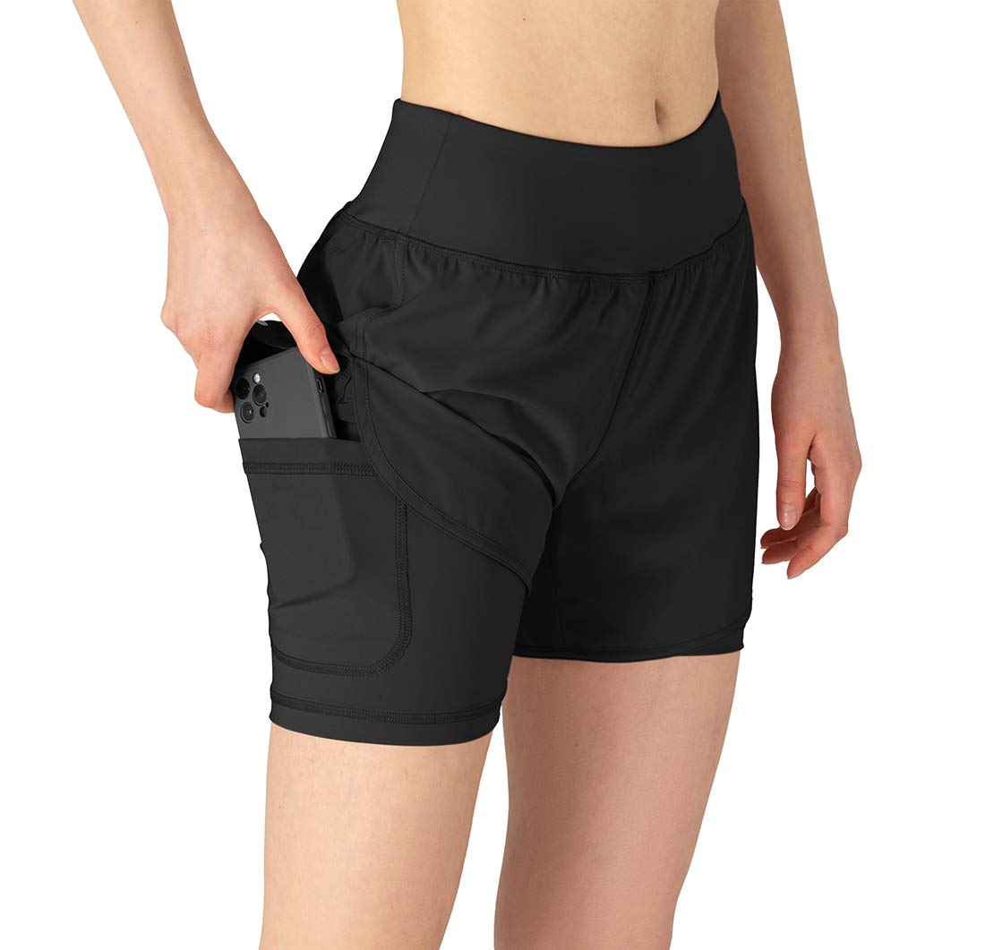 YSENTO Women's 2-in-1 Running Shorts with Liner - Athletic Workout Shorts for Fitness & Training - Built-in Phone Pocket - Perfect for Jogging, Gym, Yoga & Outdoor Activities