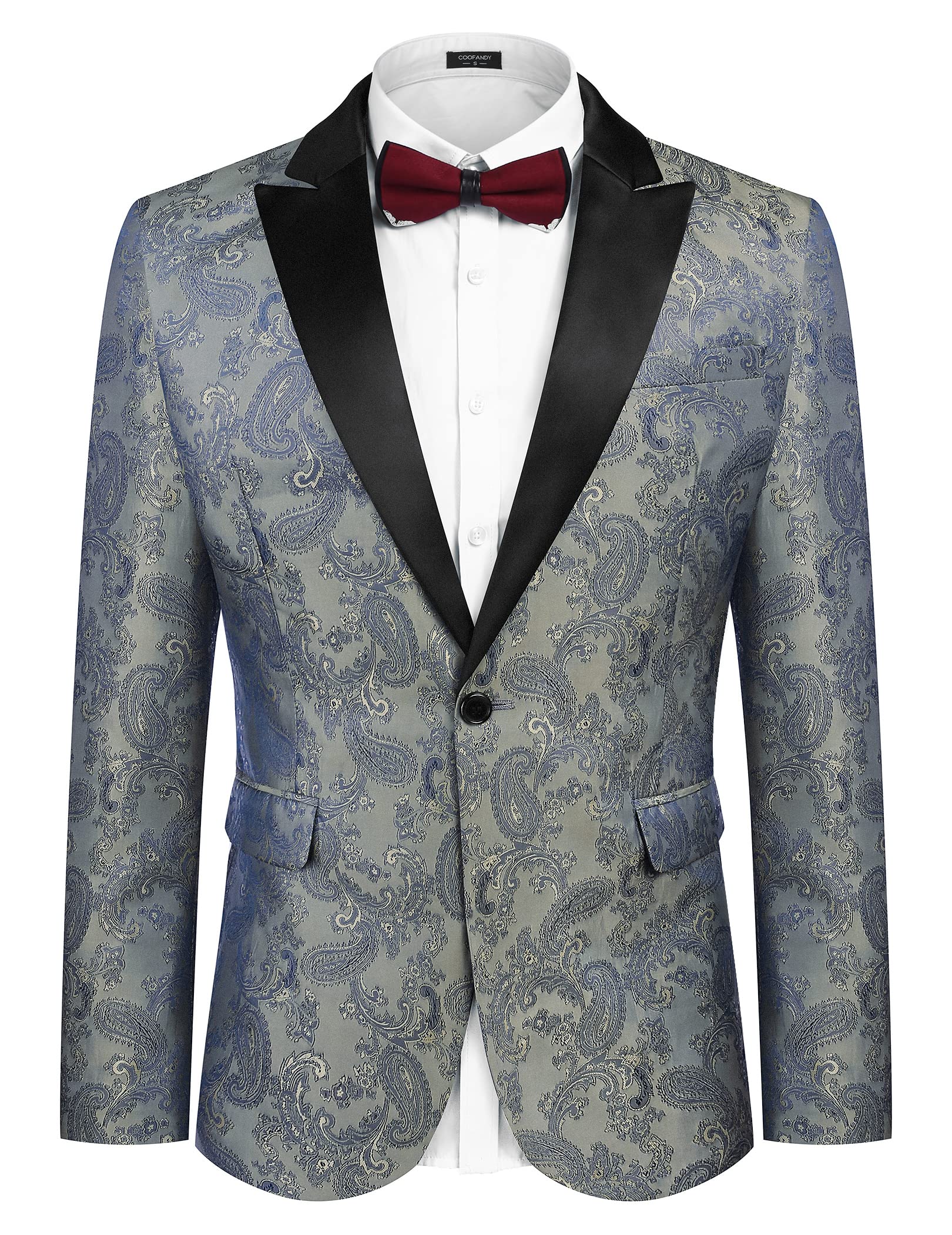 COOFANDY Men's Floral Tuxedo Paisley Suit Jacket - Elegant Dinner Party Blazer for Prom, Weddings & Formal Events | Slim Fit Dress Coat for Groomsmen & Special Occasions